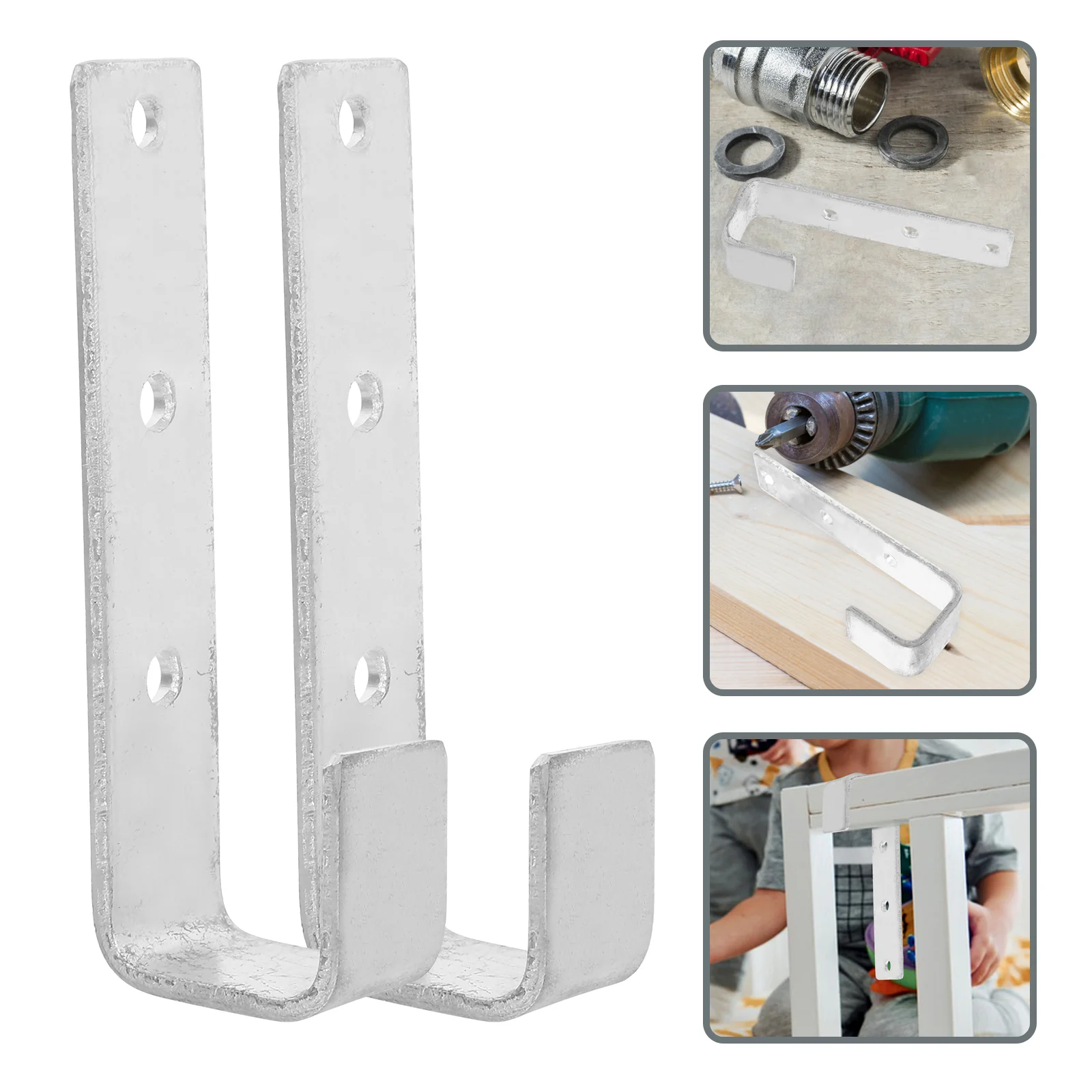 

2 Pcs Bed Ladder Hook Shaped Bunk Bedroom Iron Kids Fixing Bracket Accessory Children Beds