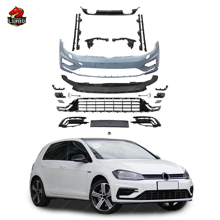 High Quality!Upgrade To 7.5 R Style Body Kit For Volkwagen Golf 7.5 Body Kit With Front Bumper Grill Side Skirts