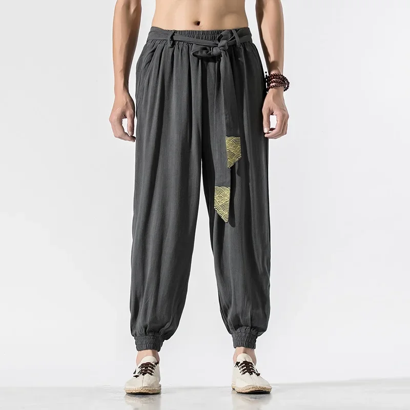 Chinese Style Harem Pants Men Hiphop Baggy Wide Legs Harajuku Trousers Male Kung Fu Pantalon Chinese Pants Man 10845