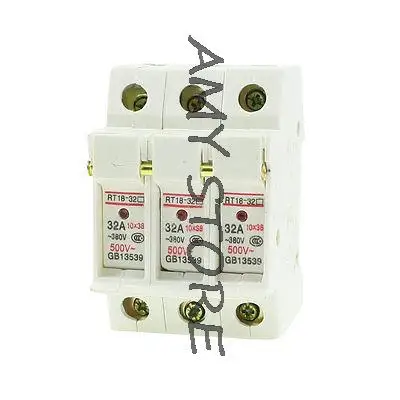38mmx10mm 3 Poles 3P Fuse Holder AC 380V 32A RT18-32 w Indicator Light