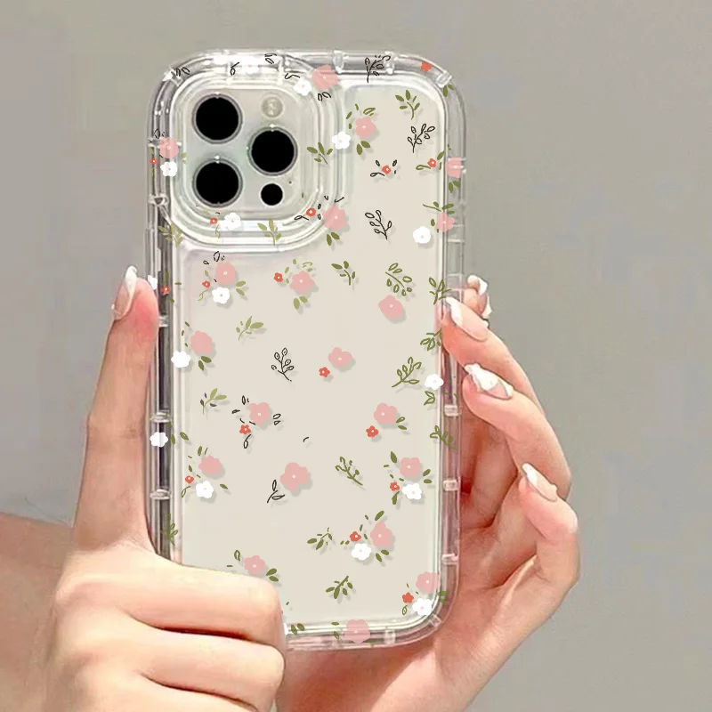 Flower Phone Case For iPhone 15 Case iPhone 11 12 13 14 15 Pro Max X XR XS Max 7 8 Plus SE Shockproof Bumper Soft Clear Cover