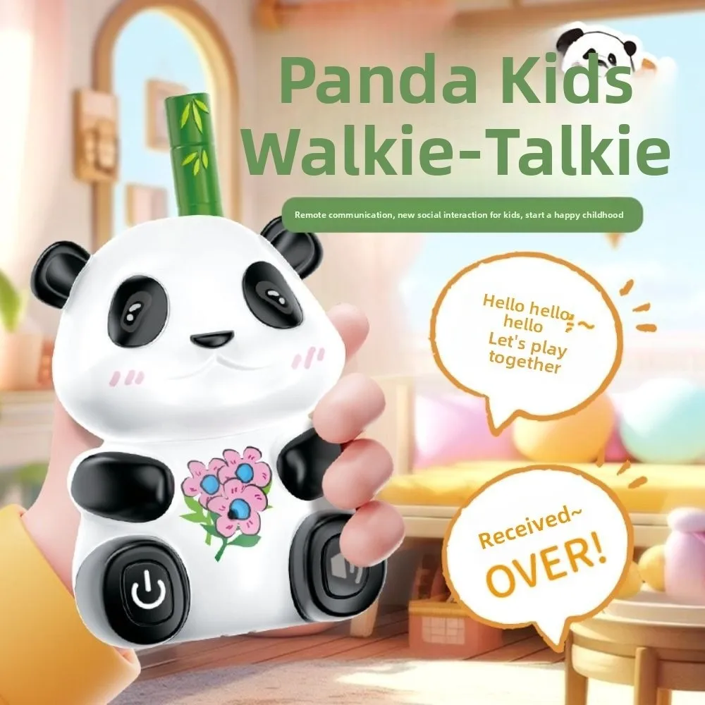 

2Pcs Panda Kids Walkie Talkie Toys Cartoon Transceiver Mini Handheld Walkie Talkie No Radiation Battery Powered