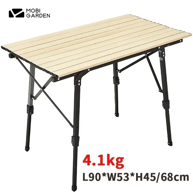 MOBI GARDEN Camping Folding Table Portable Aluminum Alloy Outdoor Picnic Furniture 30kg Bearing Capacity Adjustable Height Desk