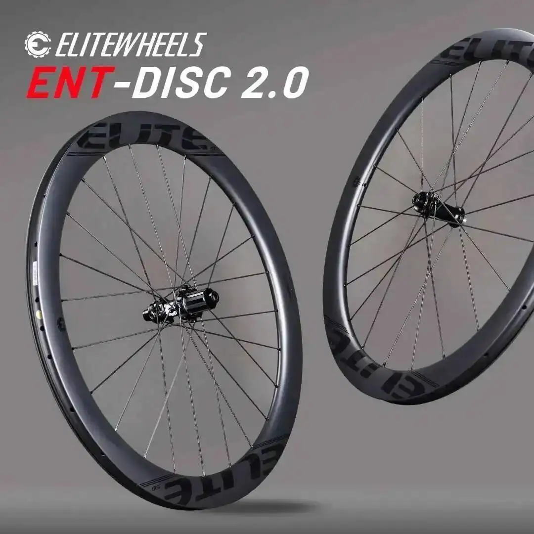 

ELITEWHEELS ENT 2.0 Карбоновые колеса дискового тормоза 700c Карбоновый обод с центральным замком Комплект колес для шоссейного велосипеда UCI Качественная стойка 1423 спицы