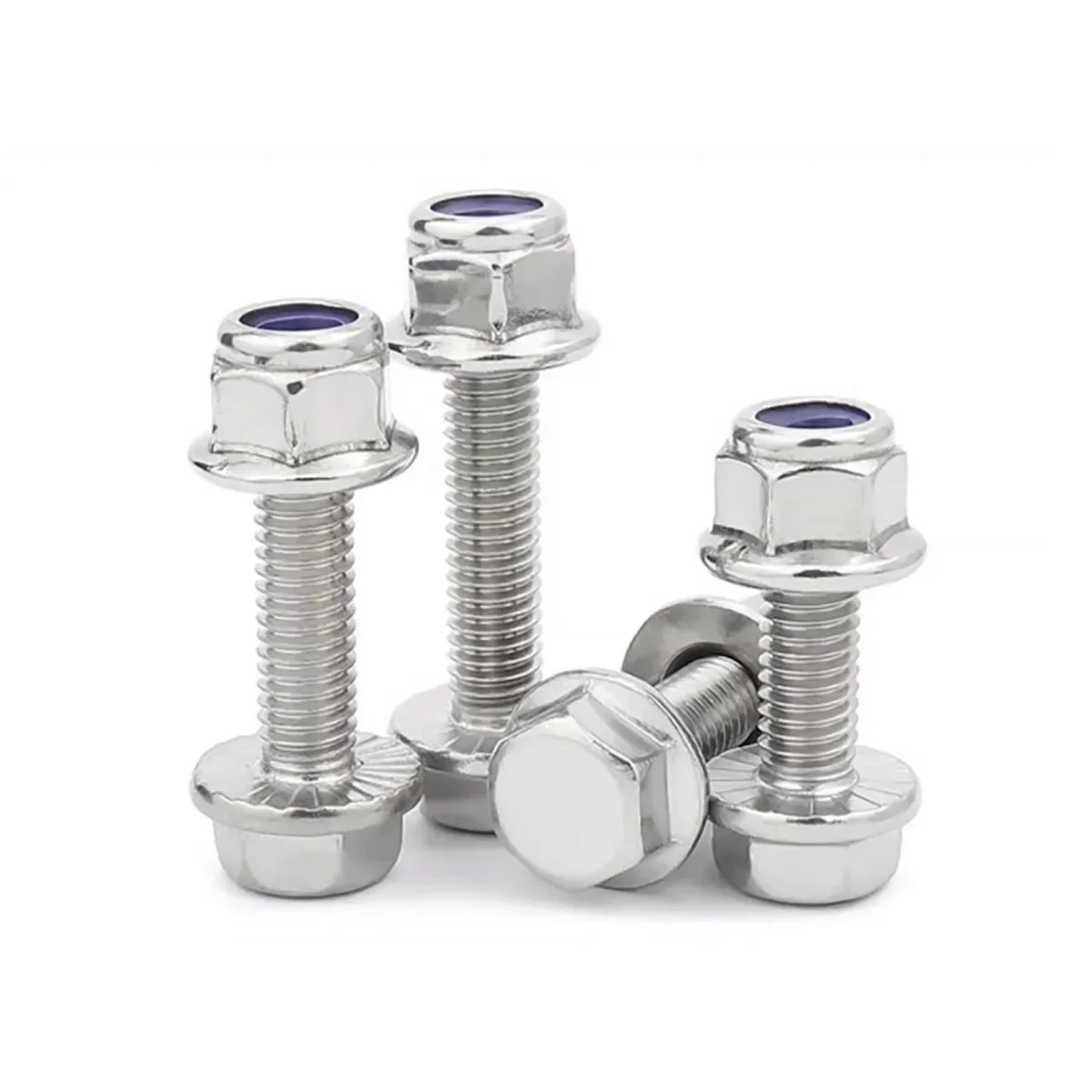 304 Stainless Steel Flange Anti Slip Outer Hexagonal Screw Nylon Anti Loosening Nut Combination Set M5M6M8M10