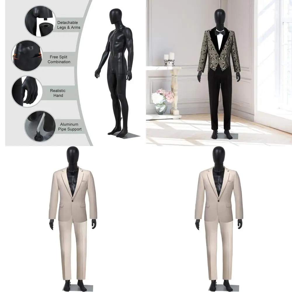 

Full-Body Male Mannequin, 73 Adjustable, Detachable Stand, Realistic Display for Clothing Retail, Cosplay, and Holidays, Black