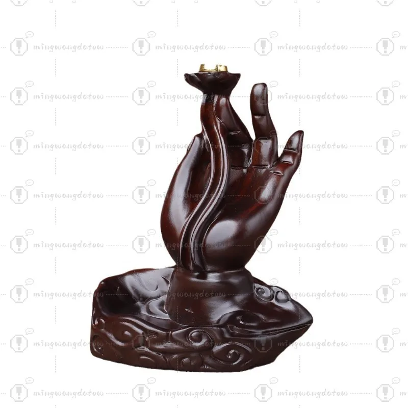 Ebony Bergamot Lotus Backflow Incense Burner Home Indoor Father's Day Holiday Wooden Living Room Tea Ceremony Wood Carving Gift
