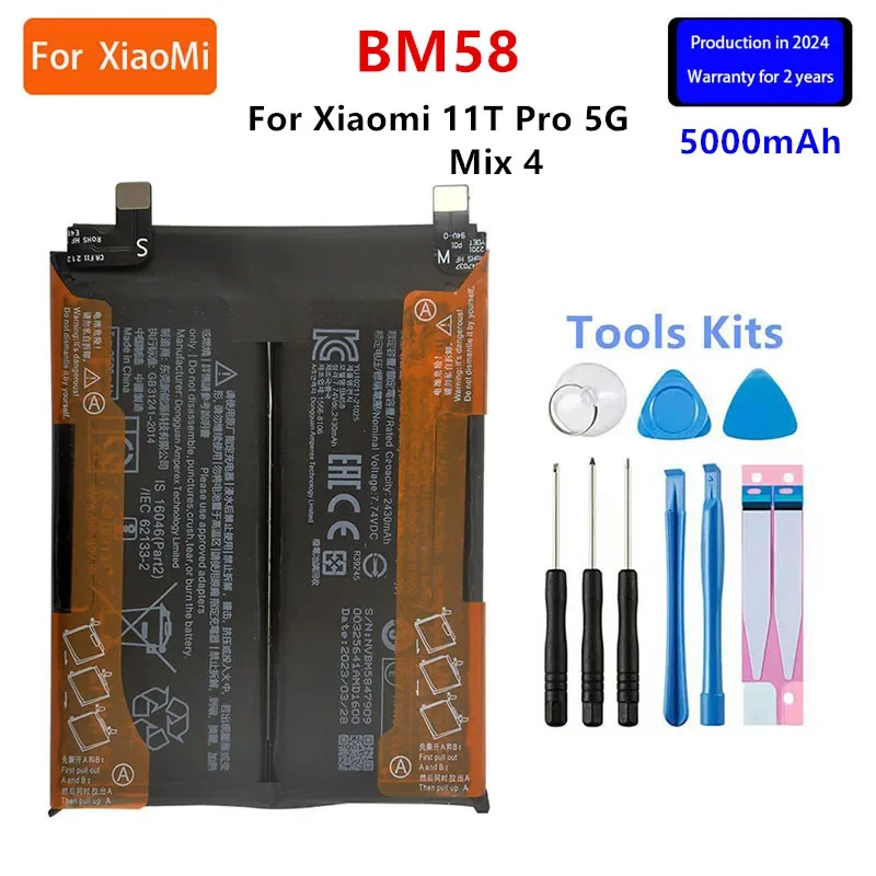 

Brand New BM58 5000mAh Battery For Xiaomi 11T Pro 5G/ Mix 4 Phone Replacement Batteries+Tools