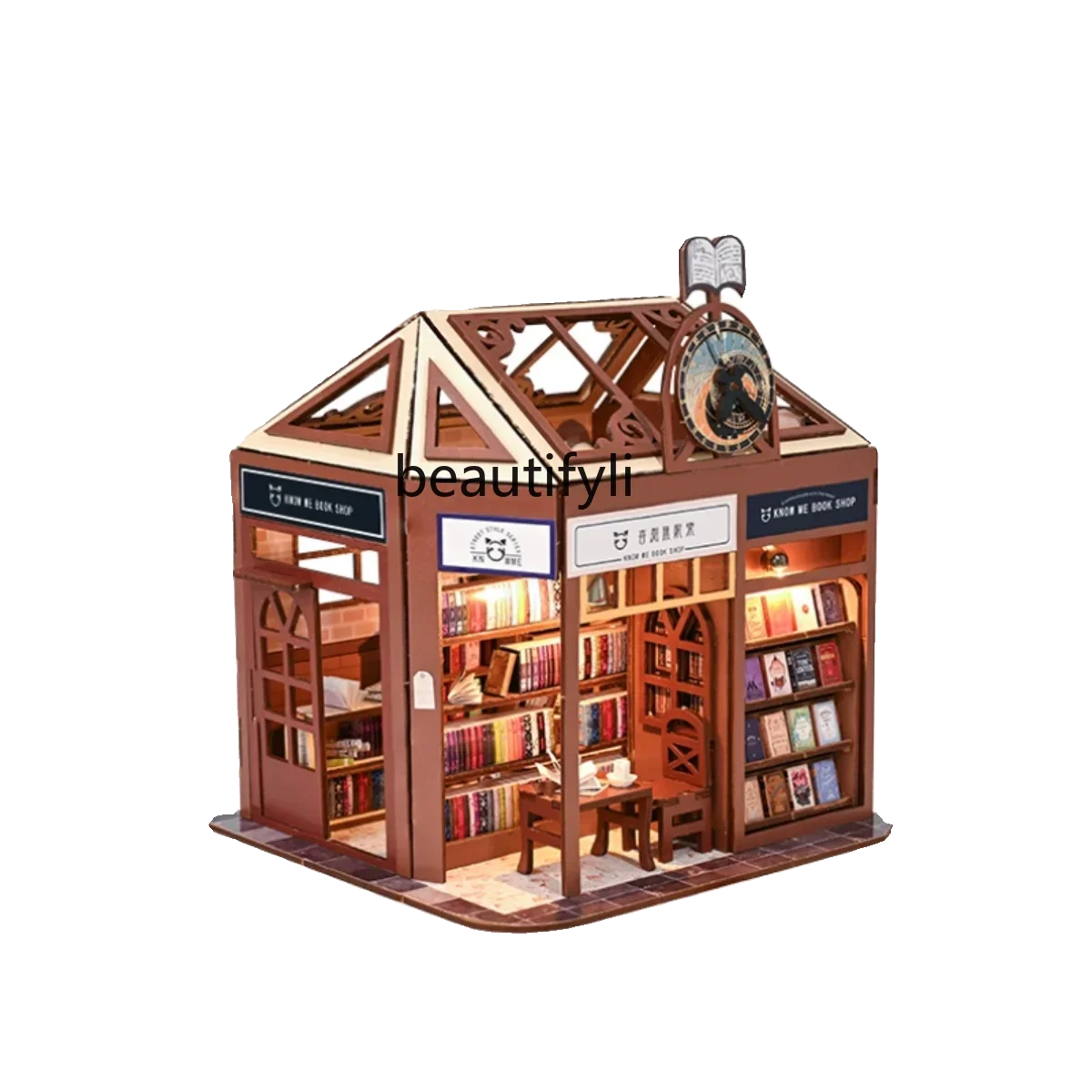 Handmade small house retro style wooden assembly model birthday gift