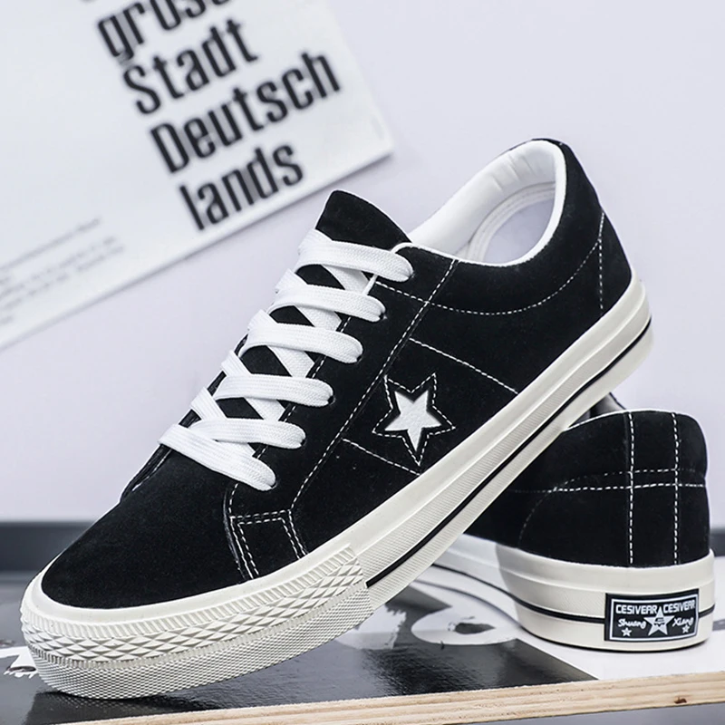 Unisex Vintage Canvas Low Top Trainers, Star Stitch Lace Up Light Flat Sole Comfort Non Slip Daily Outdoor Casual Sneakers