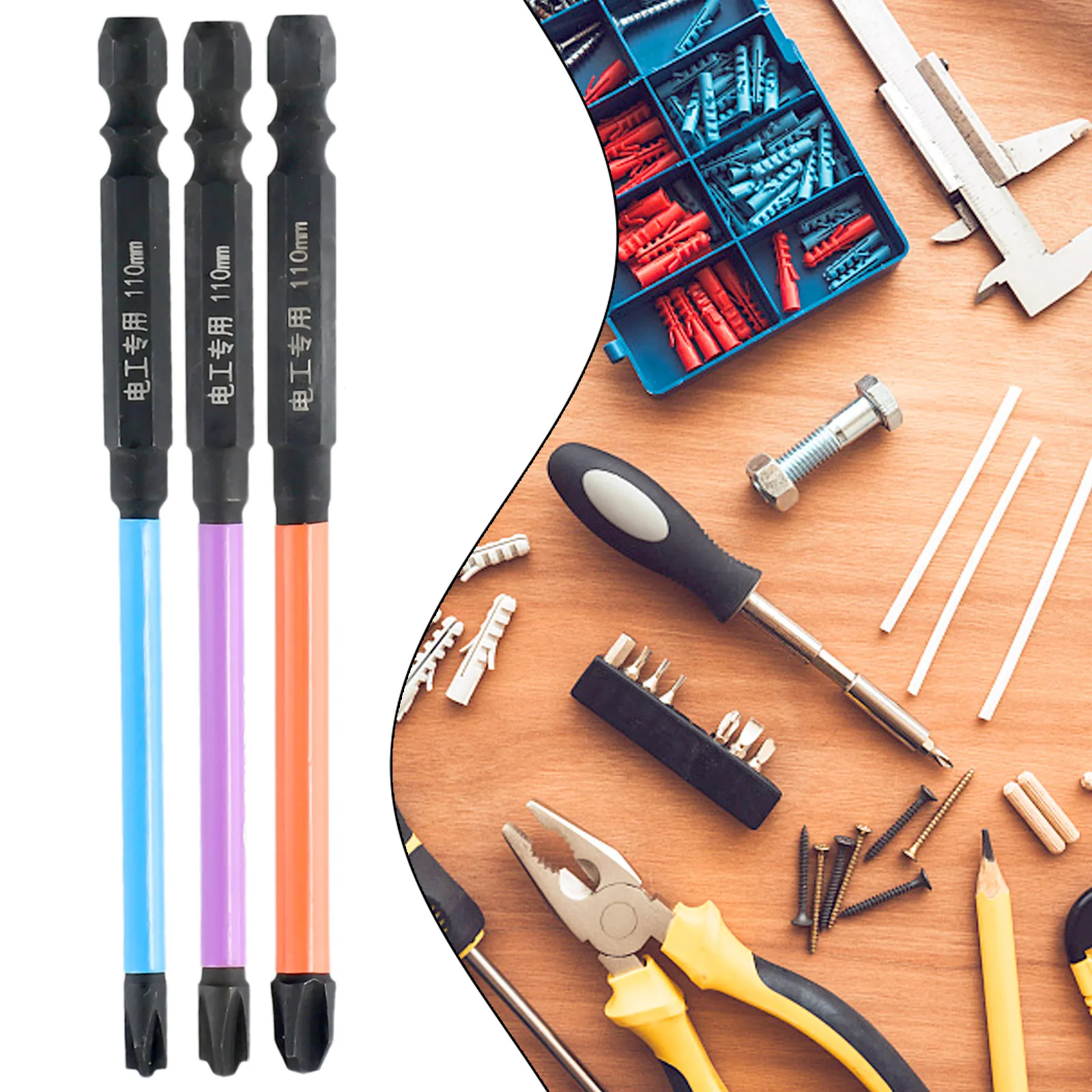

3Pcs Cross Screwdriver Bit FPH1 FPH2 FPH3 110mm Magnetic Special For Electrician Socket Switch Alloy Steel Rust Proof