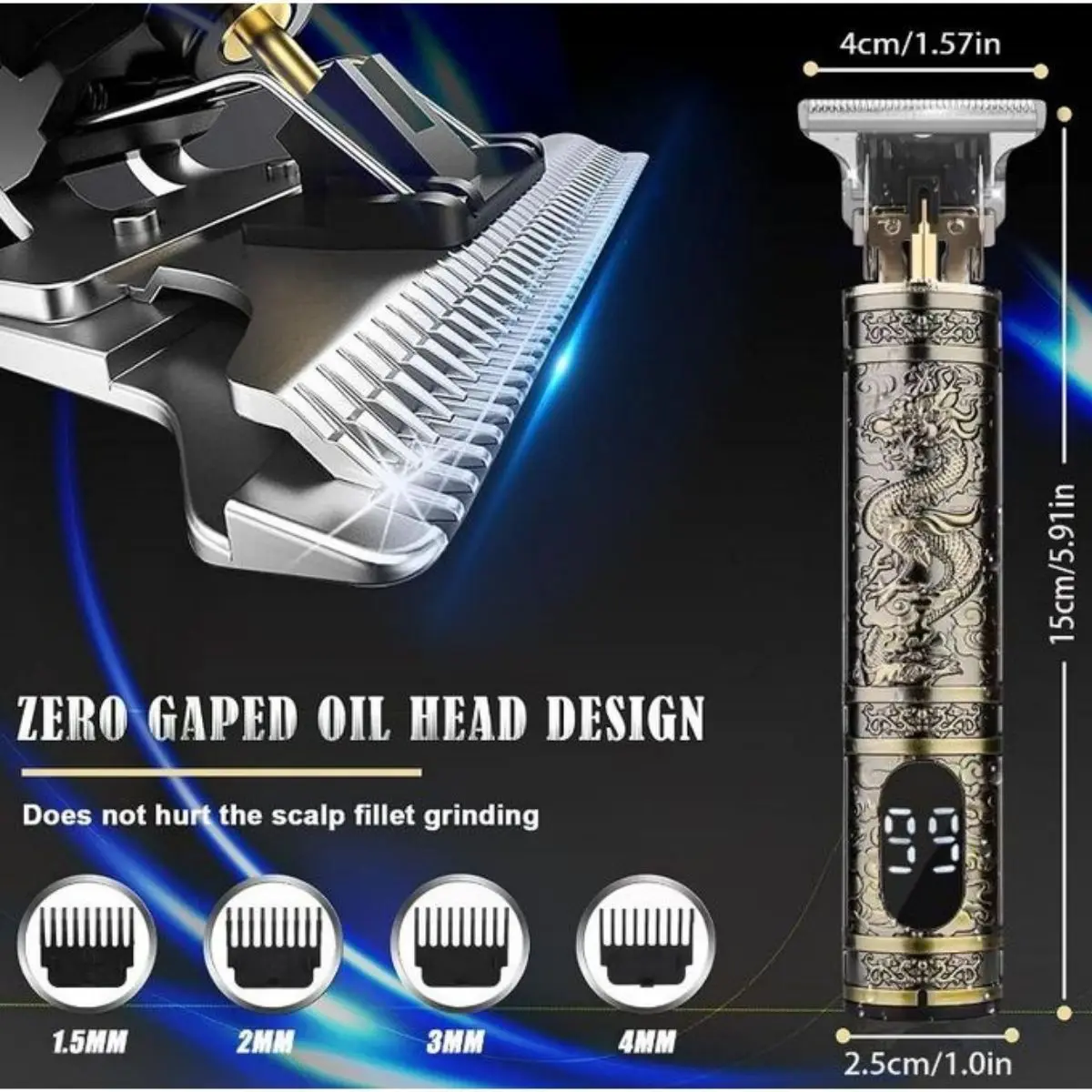 Cortadora de pelo eléctrica LCD para hombres, cabezal de afeitado con aceite, empujador, escultura, afeitadora, cortadora de pelo recargable, juego de peluquería, regalos
