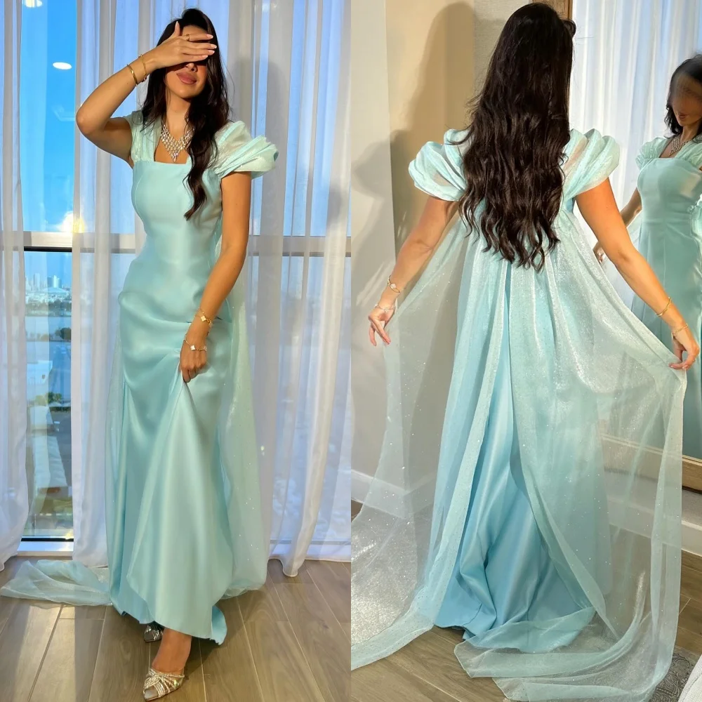 

Matching Pleat Trumpet Square Neck Long Dresses Bespoke Occasion Dresses Elegant High Quality Modern Style