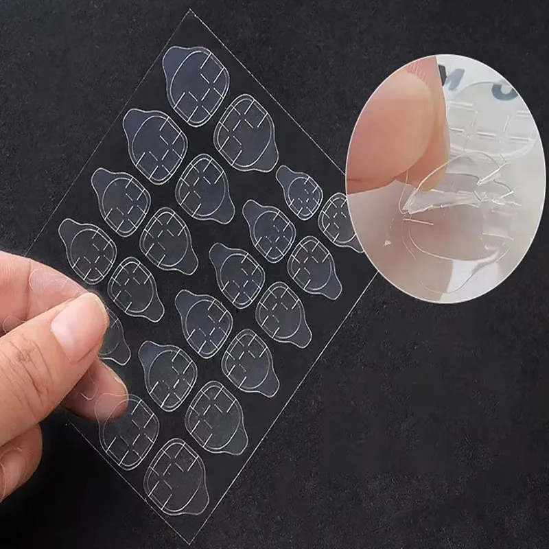 1-30Sheets Double Side Adhesive Tape Glue Sticker False Nail Glue for Fake Nails Tips Clear Jelly Gel Pad Press On Manicure