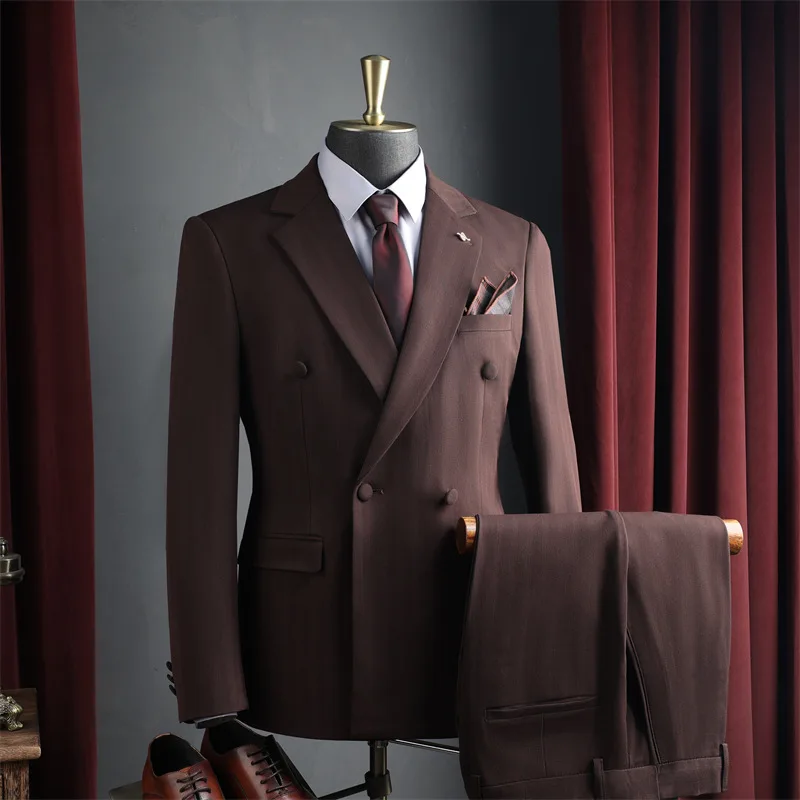 

(Jacket +Pants) 2026 New Luxury Elegant Men's Suits 2 Piece Set Fashion Korean Casual Slim Fit Social Groom Wedding Tuxedo