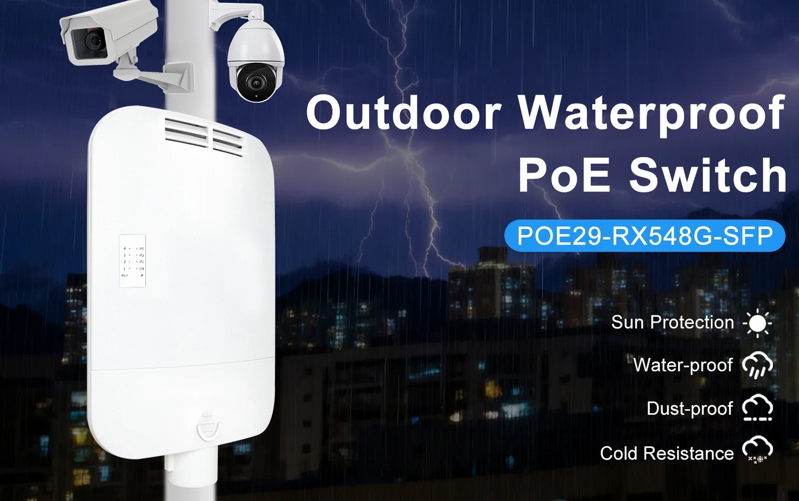 Hot Selling Outdoor Waterproof PoE Gigabit Ethernet Switch with 4Port Uplink 12Gbps Capacity Outdoor Industrial Poe Switch