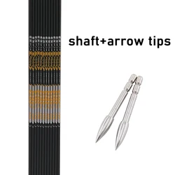 DIY 80/100/120Grain Stainless Steel Bullet Point Tip+Carbon Arrow Shafts Spine350 400 450 500 600 700 800 900 ID4.2mm Archery