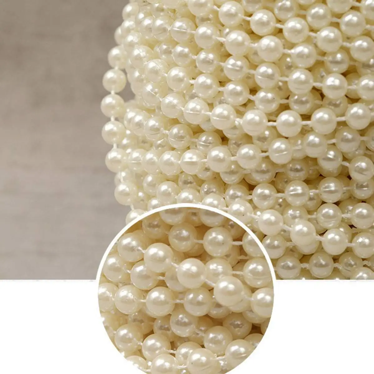 

2 Rolls White Beige ABS Imitation Pearl Beaded Chain 2-14mm Dia. Creative Clothes Handicrafts Wedding Decoration Accessories