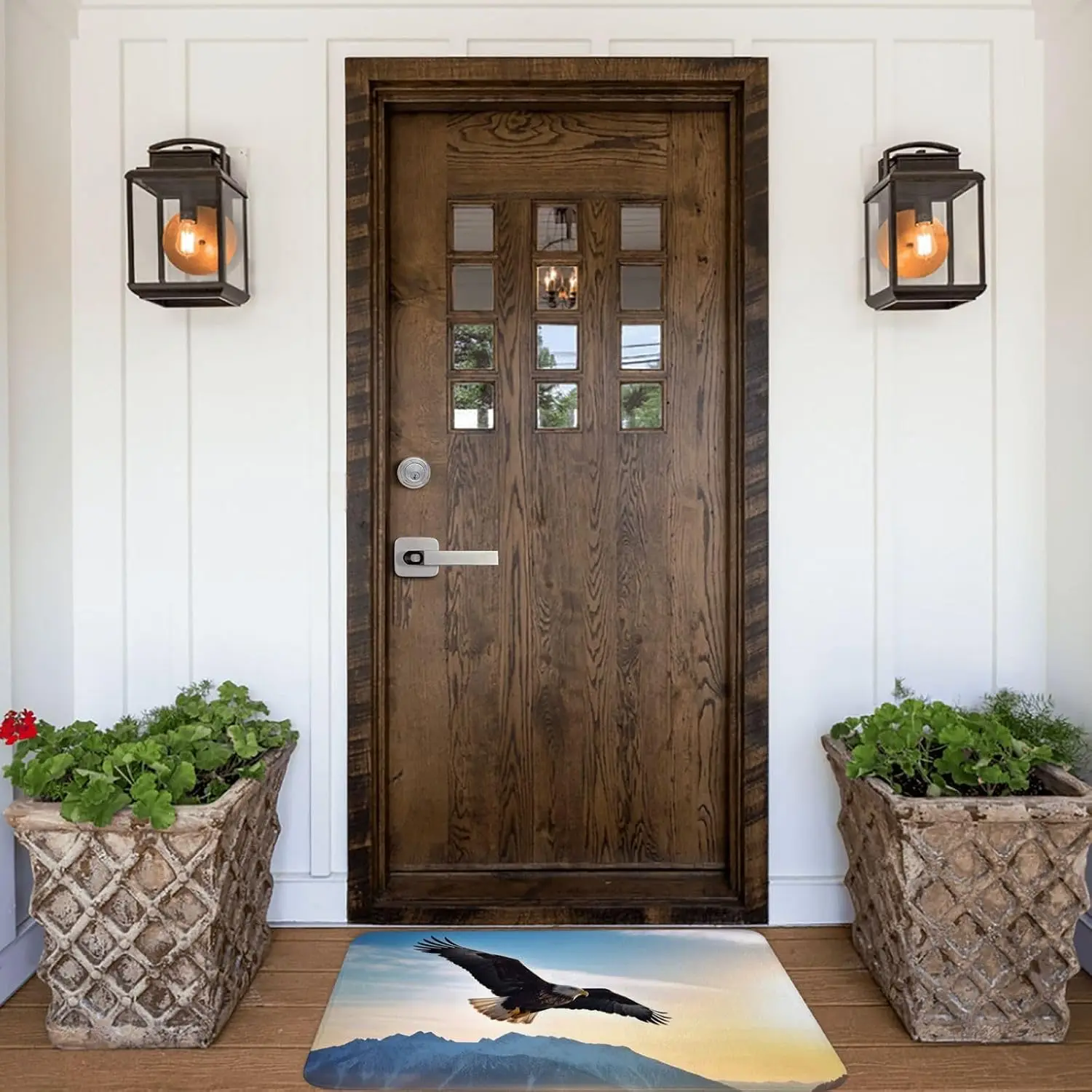 Soaring Bald Eagle Door Mat, Majestic Bird Mountain Sky Floor Mat, Nature Wildlife Entrance Rug, Non-slip Washable Living Room