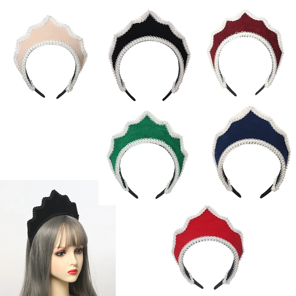 Medieval Elizabethan Crown Headpiece Royal French Mary Queen Women Cosplay Accessories Headband