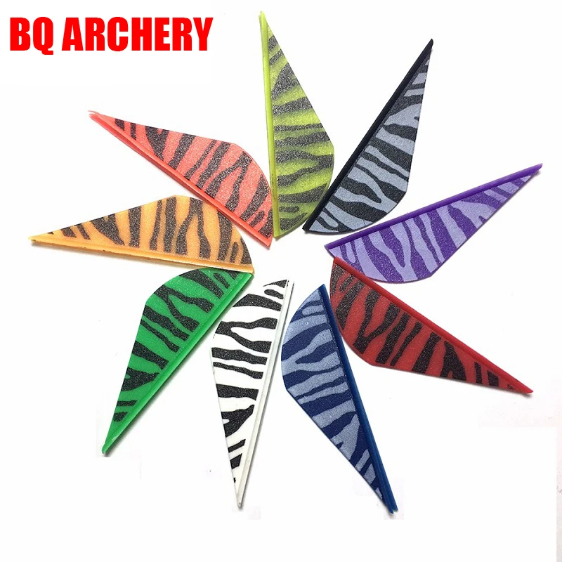 Archery Arrow Plastic Vanes, Traditional Compound Bow Accessories, Hunting Arrows, Tiger Skin, 2Inch, 60Pcs