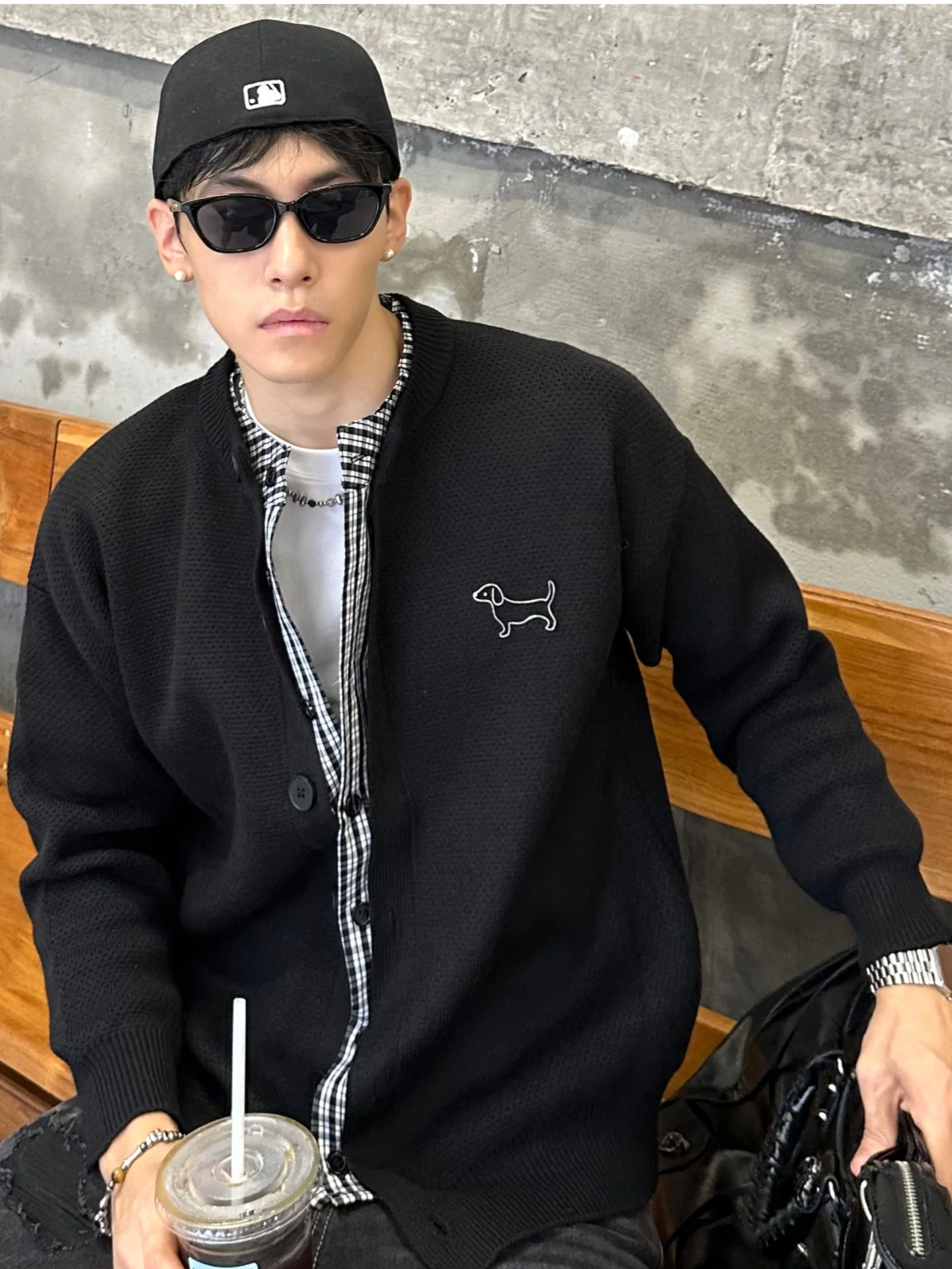 

Мужской свободный вязаный кардиган-свитер на осень-зиму, имитация двухслойности, удобный свободный крой, повседневная верхняя одежда в американском стиле