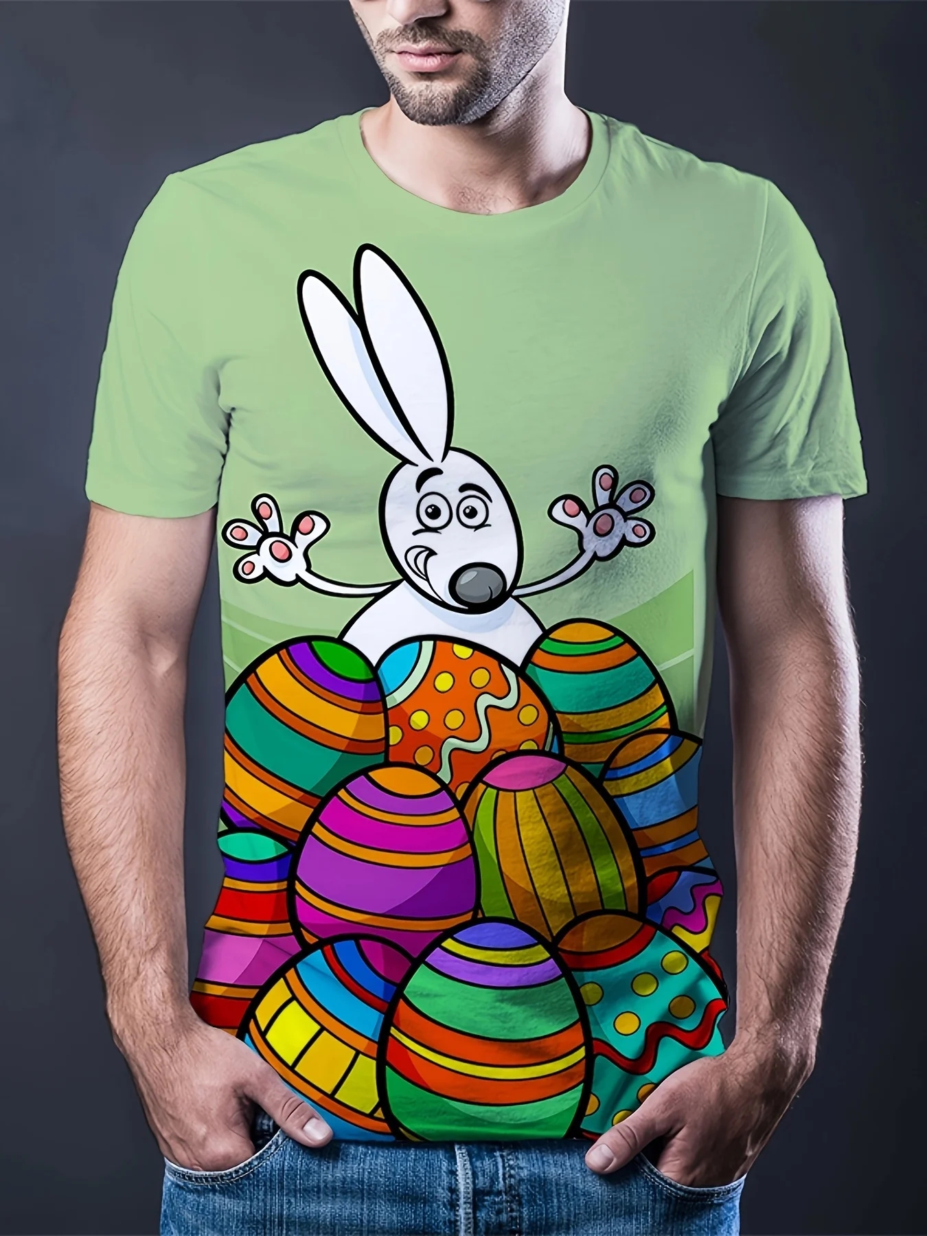 

2024 New Men's Ink Green Pattern Printed T-shirt