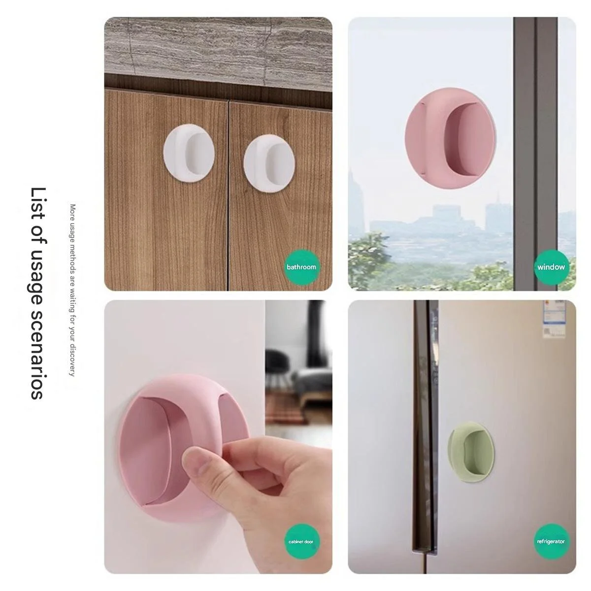 6pcs multi-purpose handles for cabinet, refrigerator, wardrobe door, sliding door, drawer, window plastic auxiliary door handles