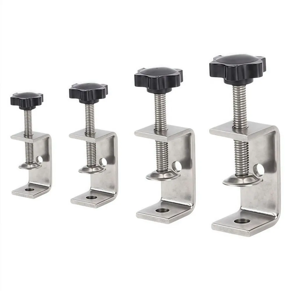 304 Stainless Steel C-clamp Adjustable 20-130mm Opening Square Clamp Plum Blossom Sturdy Fixed Holder Clip Hardware Fasteners