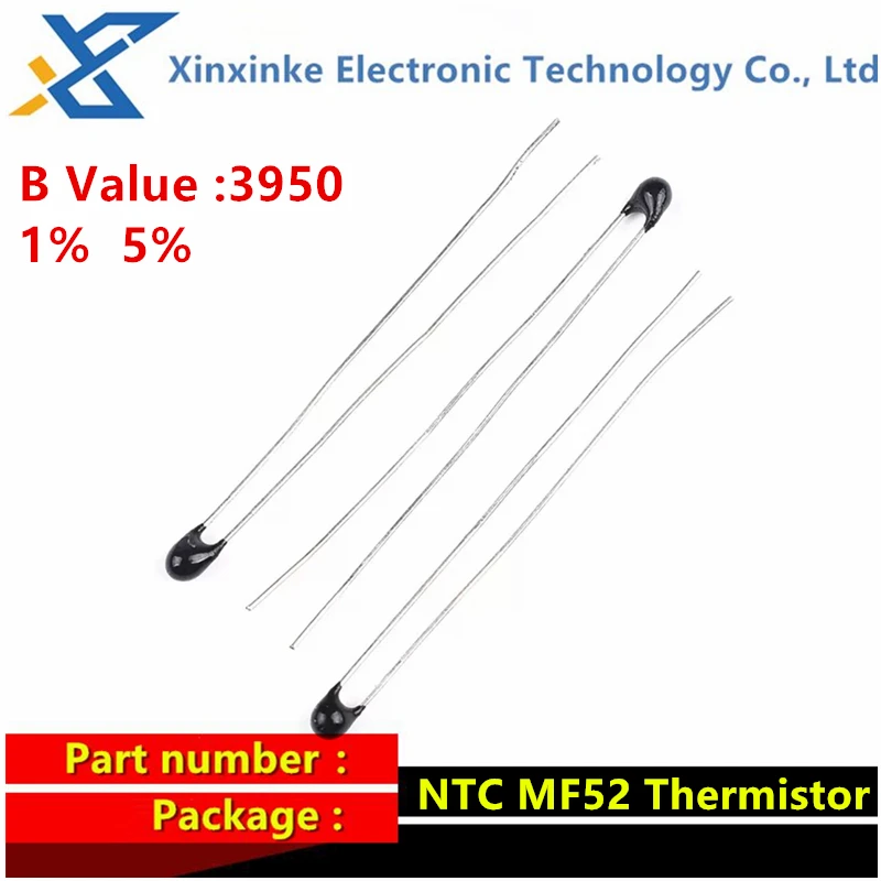 100PCS MF52 B Value :3950 1% 1K 5K 10K 50K 100K NTC-MF52AT B3950 NTC Thermistor Thermal Resistor