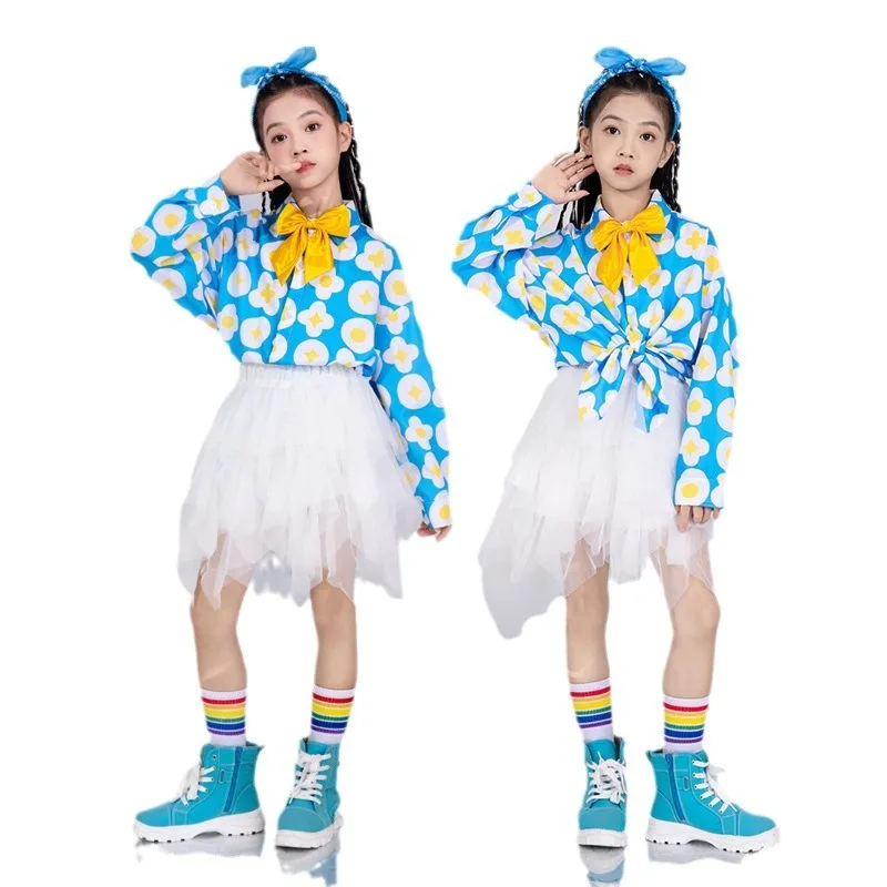 Hip Hop Mädchen Mode K-pop print Top Buchstaben Cargo Hosen Kind Street Dance Strickjacke Kinder Streetwear Mädchen Gruppe Jazz kleidung Se