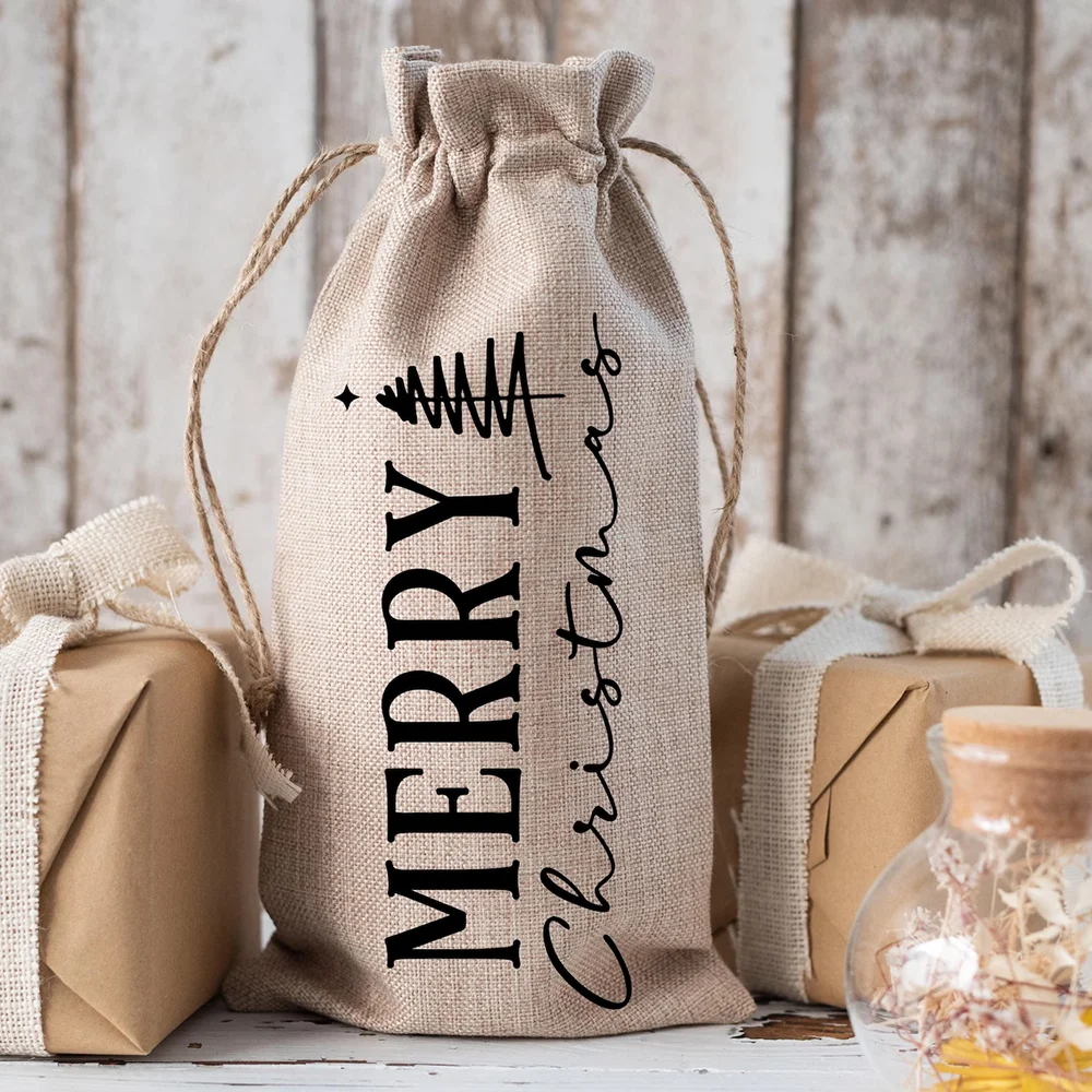 3 قطعة هدية النبيذ عيد الميلاد حقيبة زجاجة النبيذ الرباط أكياس عيد الميلاد عطلة السنة الجديدة حفلة لصالح تخزين حشو الجدول الديكور