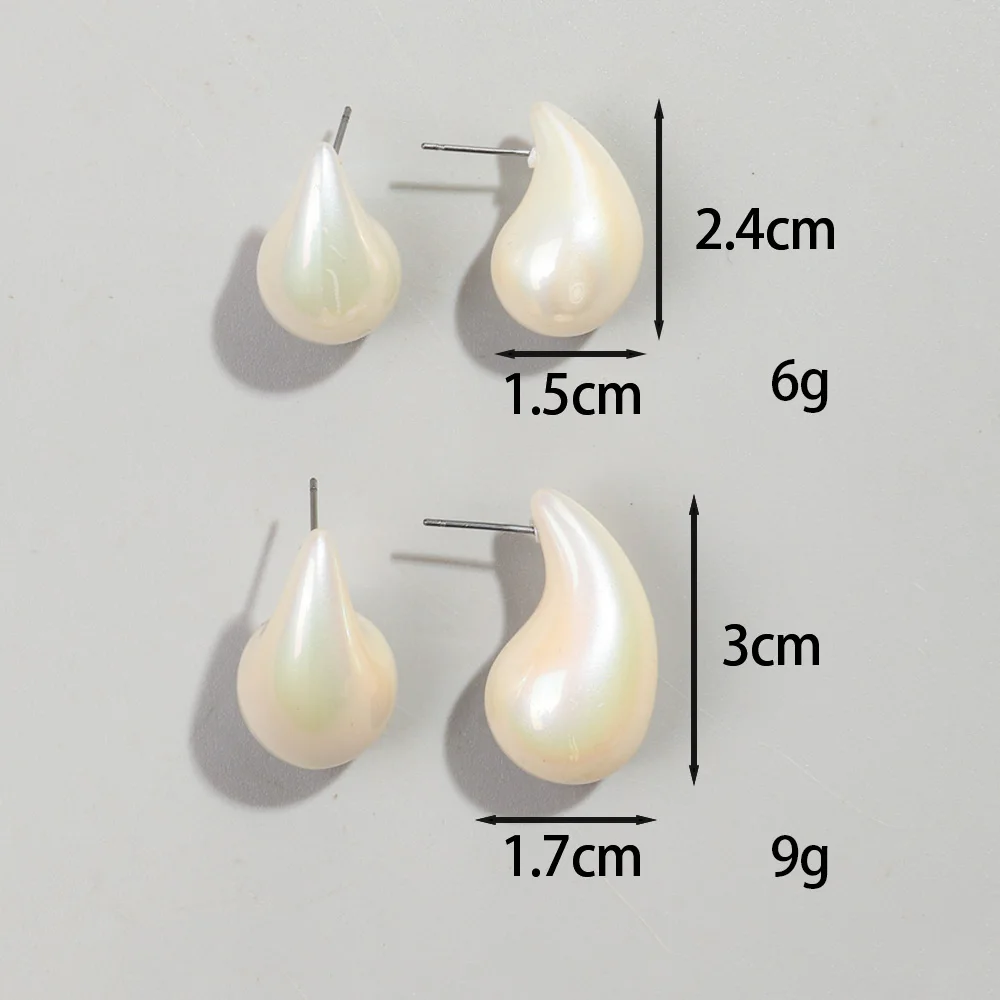 Trendy Iridescent Pearl White Water Drop Earrings Dupes for Women Vintage Acrylic Teardrop Earring Hoops Hot Selling Jewelry New