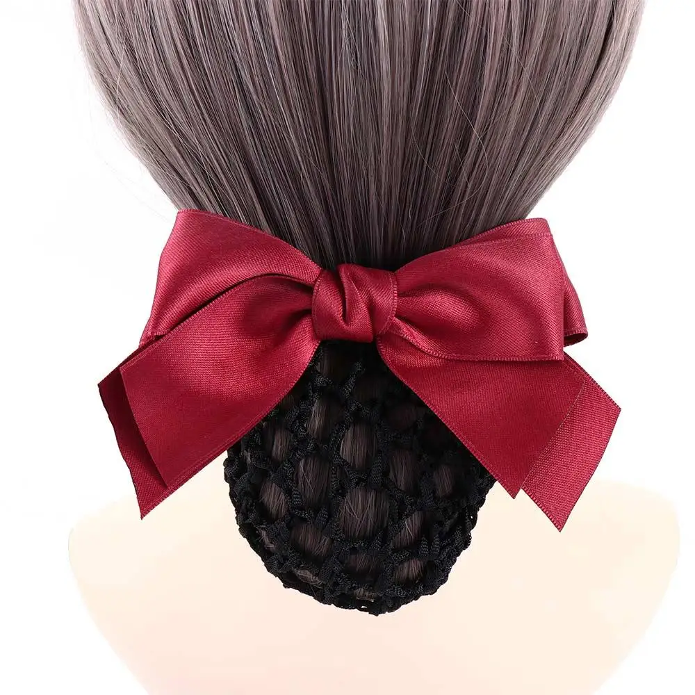 Vintage Hair Clip For Girls Female Bowknot Hotel Hairgrips Cover Net Korean Bun Snood Women Spring Clip Ponytail Clip