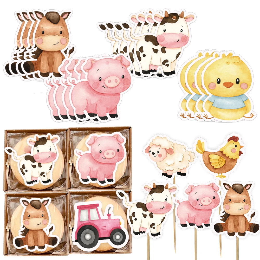 Karton Bauernhof Tier hängen Tags Papier Aufkleber für Kinder Bauernhof Themen alles Gute zum Geburtstag Party Dekorationen DIY Geschenke Verpackung Lieferungen – Detail 1