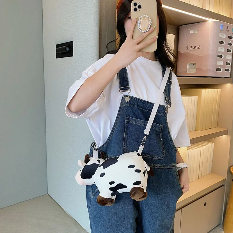 Kawaii Cow Plush Bag Backpack Toy Lovely Zero Wallet Crossbody Bag For Boys Girls Gifts