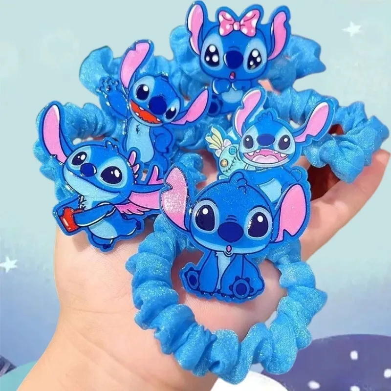 

5/pcs Disney Lilo and Stitch Hair Rope for Women Kawaii Stitch Acrylic Hairpin Rubber Band Hair Accessoires Girl Gifts