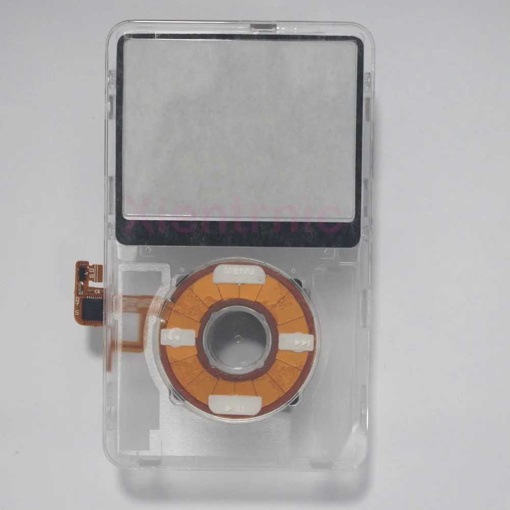 For iPod 5th Video transparent clear Front Cover panel with clickwheel flex cable Housing kit for replacement A1136