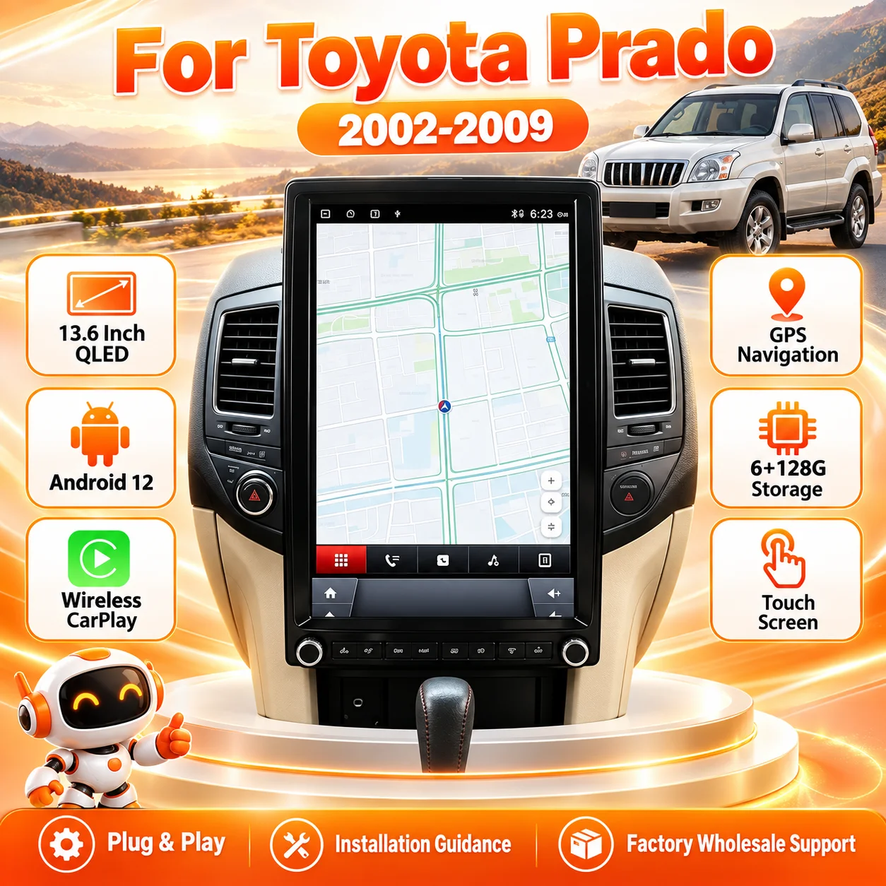 Android Head Unit 6Gb 128Gb - Autoradio QLED 13,6