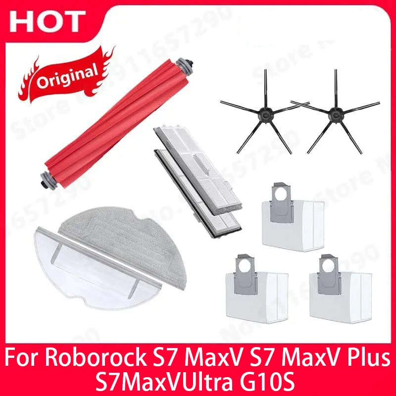Original Roborock S7 MaxV S7 MaxV Plus S7 MaxV Ultra G10S Pro Hauptseitenbürste Mopp Hepa-Filter Staubbeutel Roboter Staubsauger Zubehör
