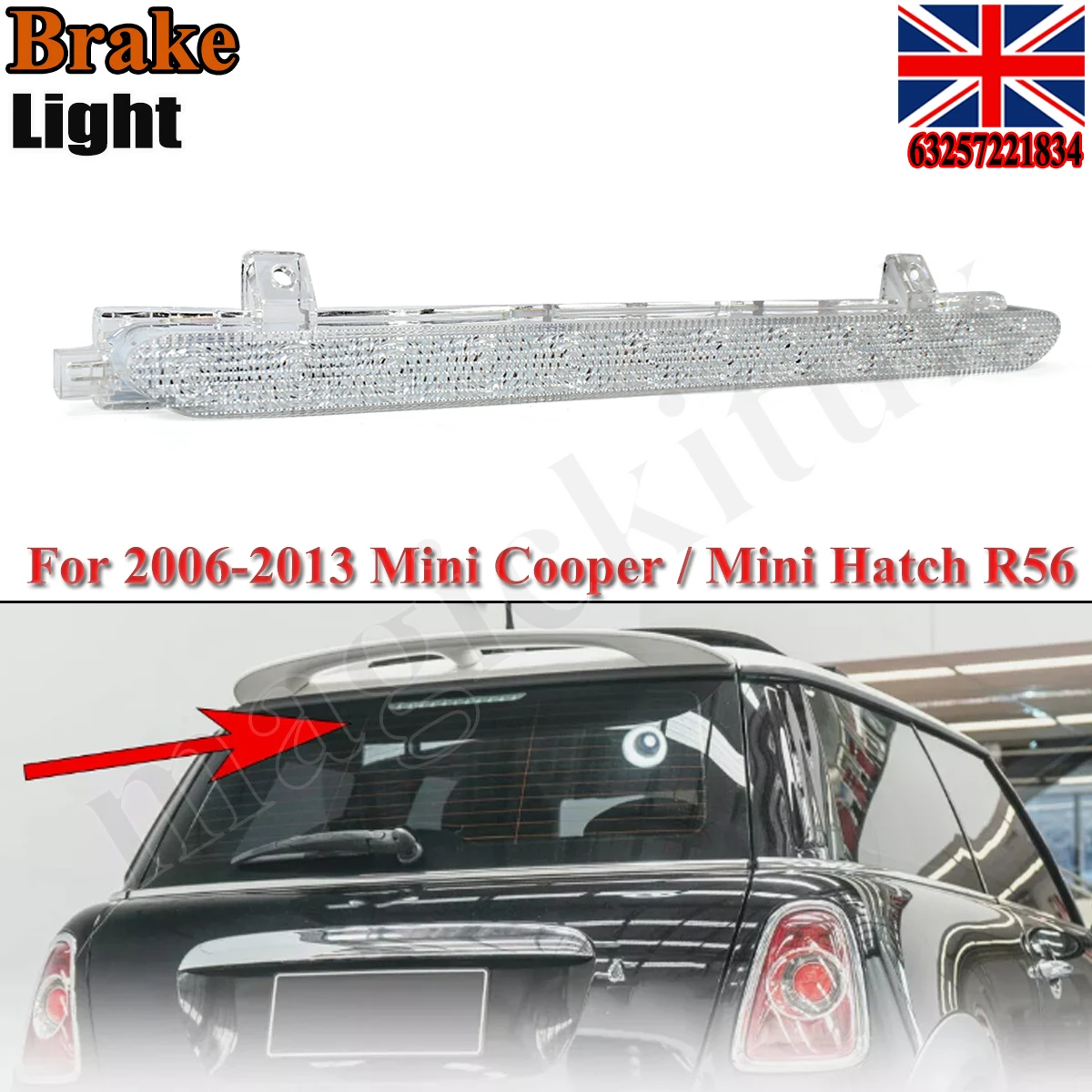 

Additional Brake Lights For Mini Cooper One R56 R56N LCI R60 Hatch 2006-2013 Rear Third Stop Lamp Brake Light White Signal Lamp