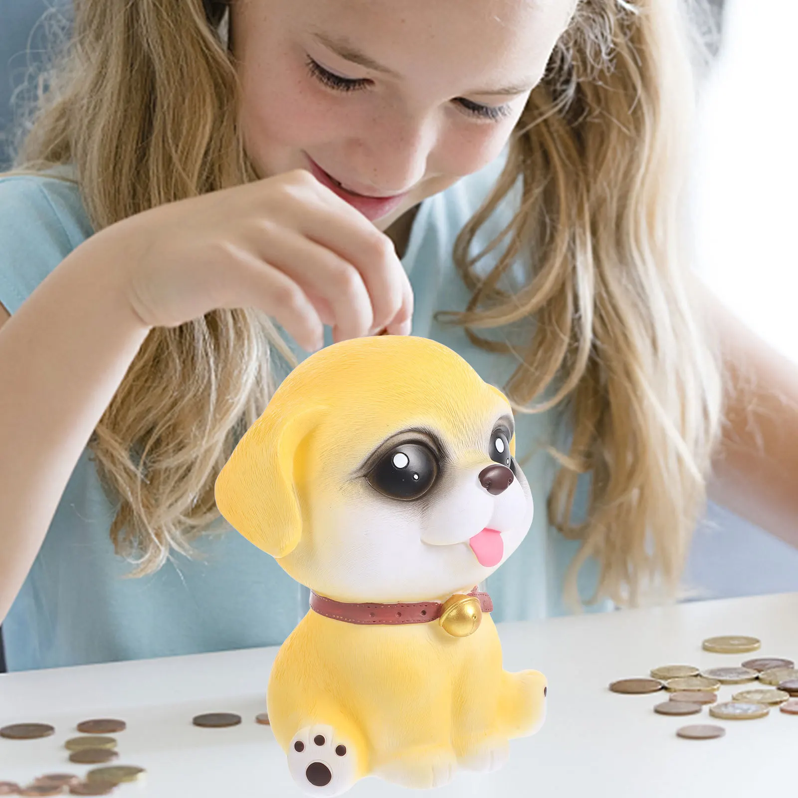 กระปุกออมสินรูปสุนัขการ์ตูนสำหรับเด็ก กระปุกออมสินแข็งแรง ทนทาน ไม่แตกหัก ที่เก็บเงิน ของตกแต่งโต๊ะทำงานสุดสนุก ของขวัญวันเกิดสำหรับเด็ก