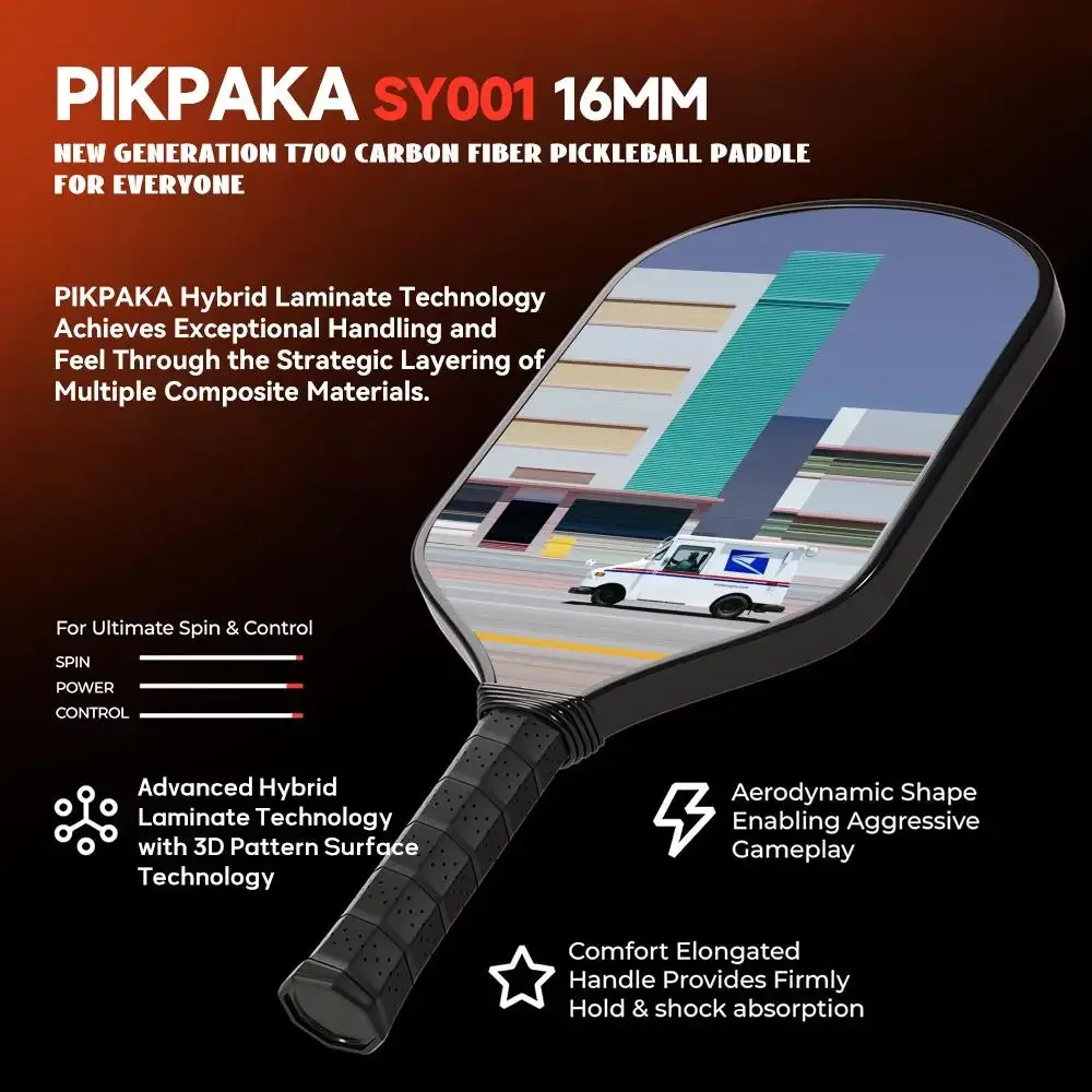 

World Premium Printing Pickleball Paddle Fiberglass Lightweight 13MM Honeycomb Core Power&Spin Racket with Bag Grip Tape