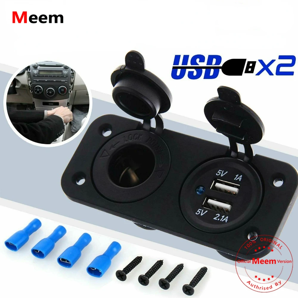 

12V Dual USB Port Cigarette Lighter Socket Charger Power Outlet For Car Boat BUS
