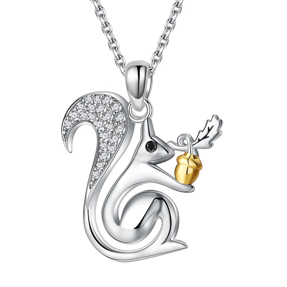 Collier SLaura rel en argent regardé 925 pour femme, pendentif animal mignon, cônes enrichis, cadeau de bijoux de Noël, anniversaire, filles, ami