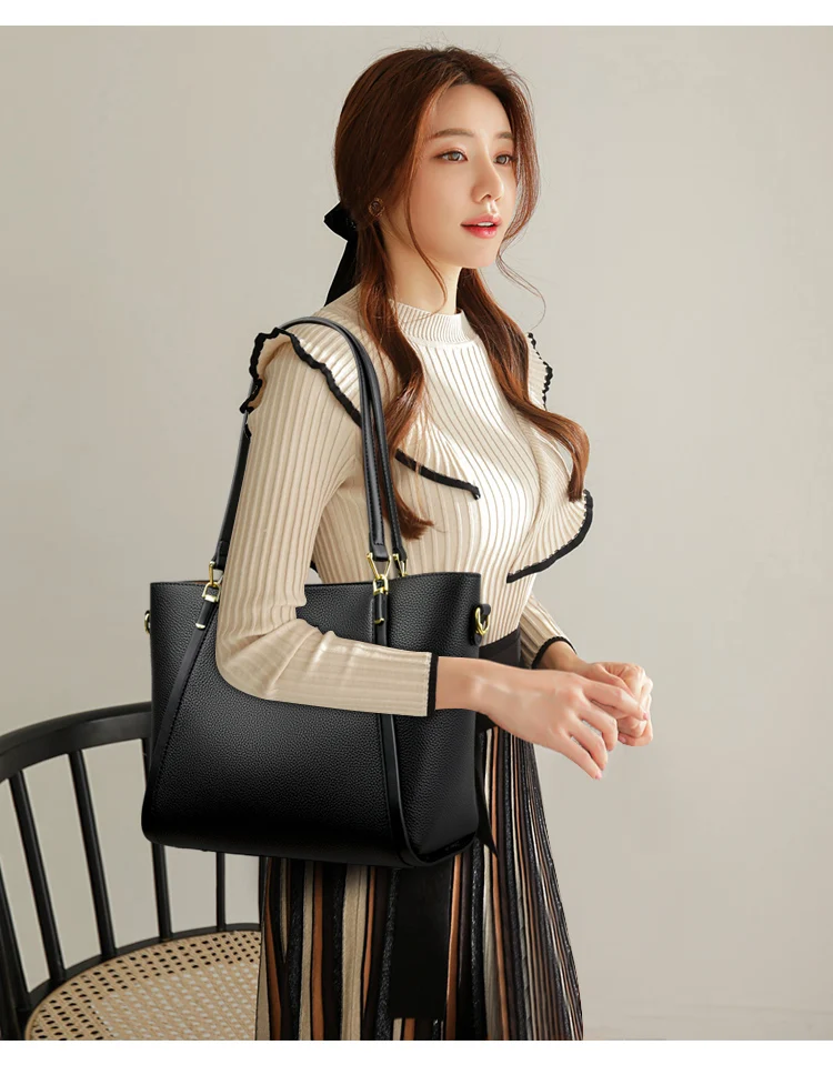 2023 Trend Handbag High Quality Soft PU Leather Women's One Shoulder Tote Bag Wallet Luxury Designer Large Capacity Shopping Bag