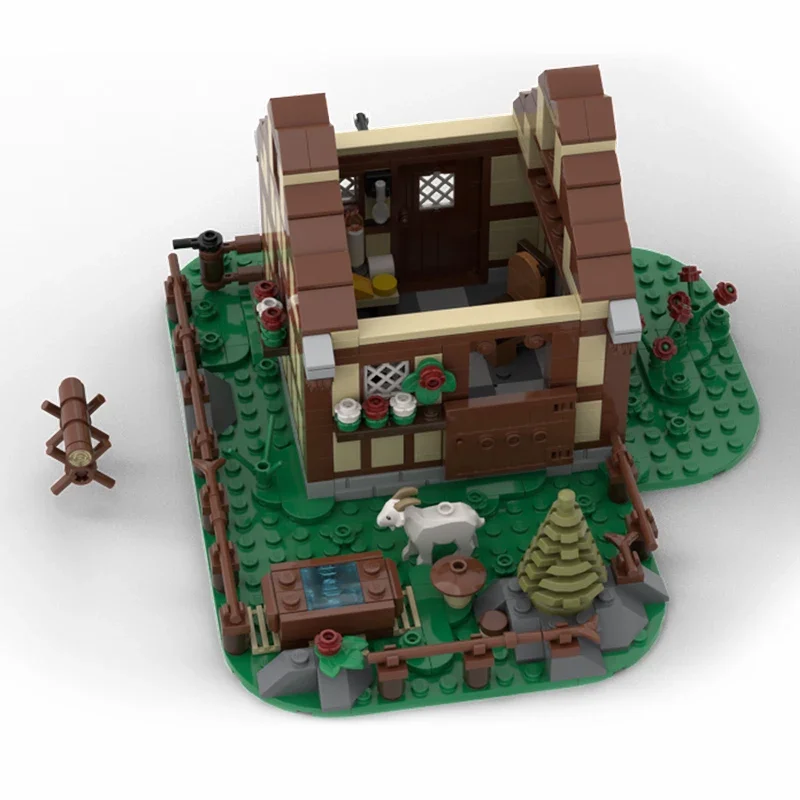 ชุดตัวต่อบล็อกสร้างฉากหมู่บ้านยุคกลาง อาคารปราสาทแบบโมดูลาร์ บ้านจำลอง สถาปัตยกรรม ของตกแต่งสุดพิเศษ