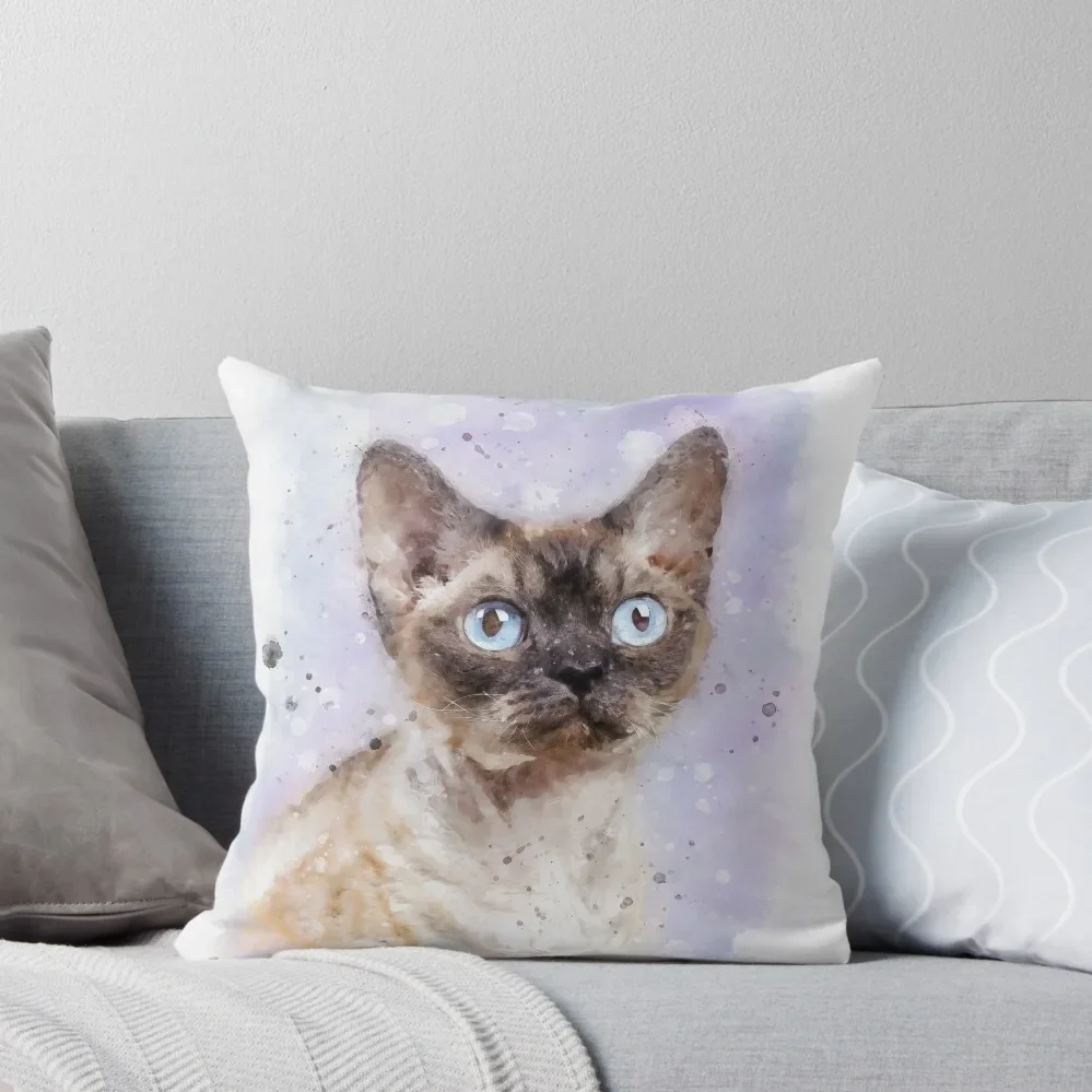 

Devon Rex cat watercolor Throw Pillow Pillow Covers Decorative ornamental pillows for living room pillow pillowcase