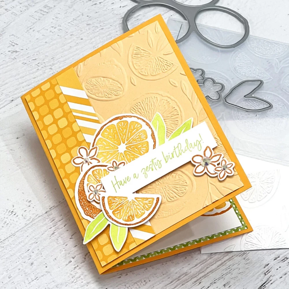 Sweet Citrus Hybrid 3D Embossing Folder & Matching Dies Pattern Scrapbooking Supplies Craft DIY Art Deco Background Photo Album