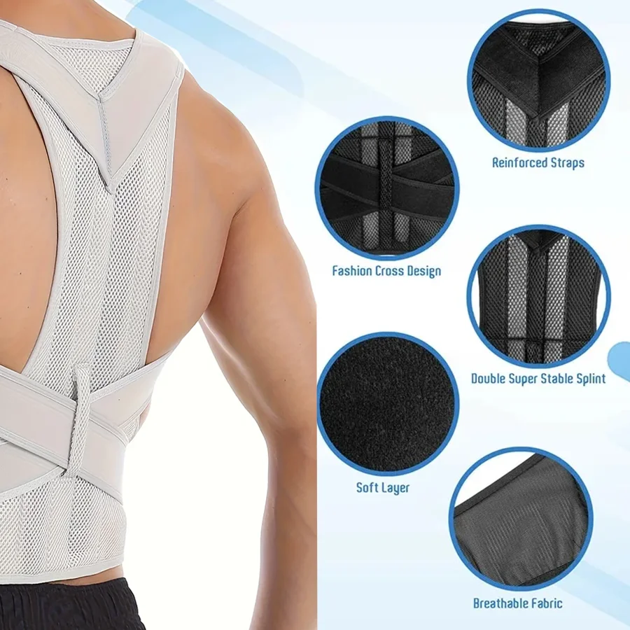 Back Brace Posture Corrector Belt for Women & Men Back Lumbar Support, Adjustable Shoulder Posture Support for Improve Scoliosis - view 5